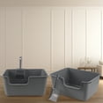 thumbnail image 2 of Yuright Plastic High Side Cat Litter Boxes with Scoops, 4 Pack Gray Open Top Litter Trays, 2 of 7