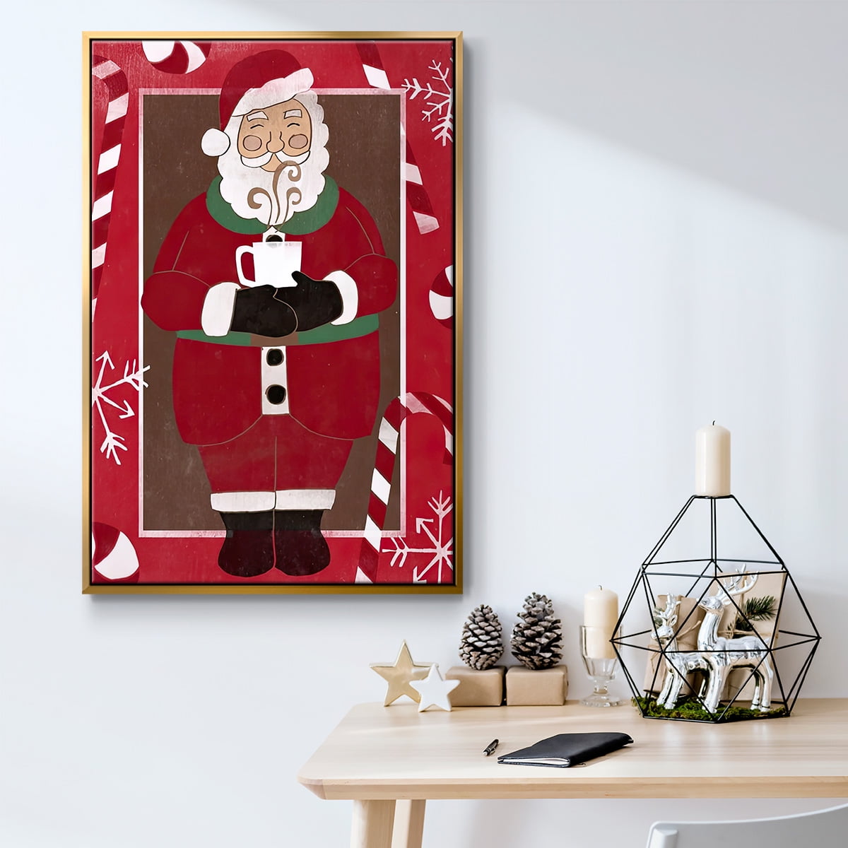Cozy Cocoa Christmas Collection B - Framed Gallery Wrapped Holiday Canvas - 27 x 41 - Gold Frame