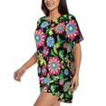 thumbnail image 2 of Picia Vector Mexican Otomi Style Bright Pajamas Sets for Women Soft Short-Sleeved Pjs with Lounge Shorts Two Piece Sleepwear-Small, 2 of 9
