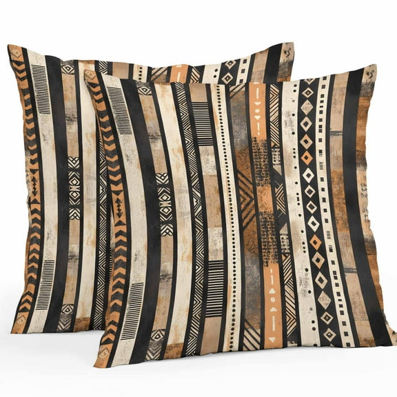 Waterproof Throw Pillow Covers Set of 2, 26x26 Inch Retro Boho Geometric Decorative Pillowcases Outdoor Pillow Slip Cushion Covers Set for Couch Tent Abstract Southwestern Ethnic