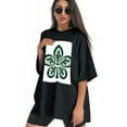 thumbnail image 4 of Plus Size Shirt for Women Black Tops for Women Short Sleeves Shirt for Women ST Patrick T Shirt Crewneck Shirt for Women 2XL, 4 of 5
