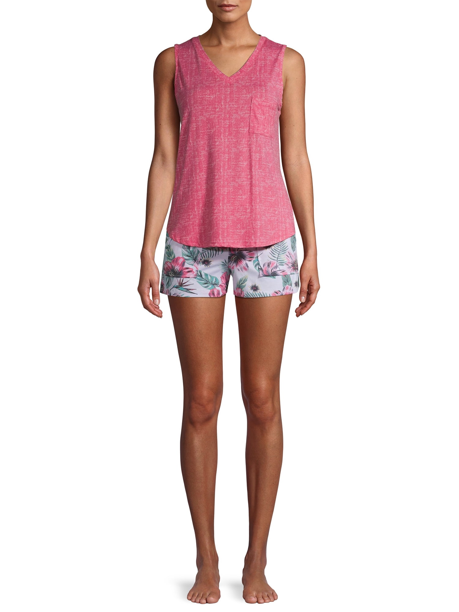 Roudelain Women's Lush Luxe Pocket Tank and Shorts 2Piece Pajama Set