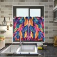 thumbnail image 4 of Yayeee Kitchen Curtains Tier Pair Light Filtering 27"x24" Rod Pocket Short Cafe Window Panel, Colorful Art Leaves Pattern, 4 of 7