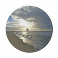 thumbnail image 1 of Nautical Mouse Pad for Computers, Sailing Ship Close to Sandy Beach in Moody Sunset Paradise Tropical Theme, Round Non-Slip Thick Rubber Modern Mousepad, 8" Round, Blue Beige White, by Ambesonne, 1 of 2