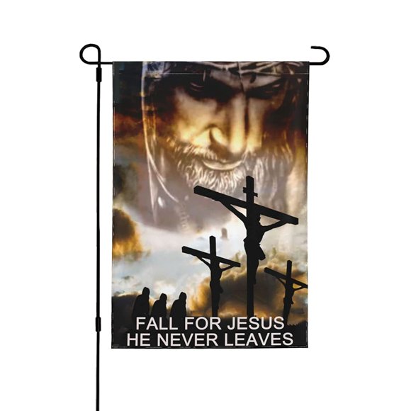 shiyou-Fall for Jesus He Never Leaves Garden Flags Outdoor Holiday Decoration, Christian Flags,Jesus Flags, House Flags for Yard, Patio, Deck, Classroom Seasonal Flag Double Sided 28 X 40,12