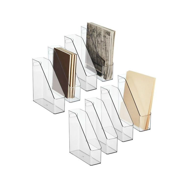 Clear Acrylic Magazine File Holder - Vertical Desk Organizer For Binders, Notebooks & Mail