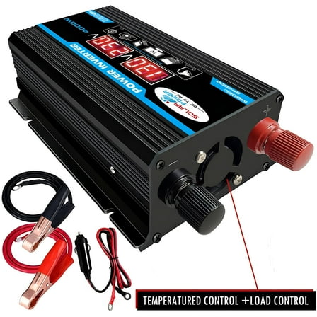 GJX 4000W Pure Sine Wave Inverter, 12V to 220V, Dual AC Sockets, Remote Control, 1-Pack