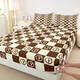 thumbnail image 3 of Homewish Geometric Plaid 4 Pieces Queen Sheet Sets for Teens Female Men,Minimalist Square Ultra Soft Flat Sheet,Vintage Aesthetic Queen Fitted Sheet,Lightweight Room Decor, 3 of 7