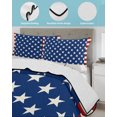 thumbnail image 4 of 4th of July Queen Size Down Alternative Comforter,Lightweight Comforter Quilt Bedding Set with Pillow Shams Independence Day American Flag Red Striped Blue Star Bed Comforter Duvet Insert 90"x96", 4 of 7