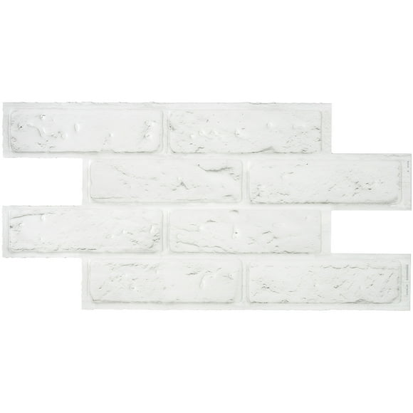 Smart Tiles Dosseret Autocollant Carreaux Muraux, Blanc Brique, Gris, 2 Pcs, 21.28 Po x 10.86 Po
