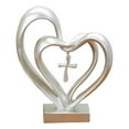 thumbnail image 2 of SeekLGT Marriage Takes Three Entwined Hearts Cross Resin Figurine 9 Inch Christian Couple Wedding Gift Valentine Anniversary Tabletop Decor, 2 of 9