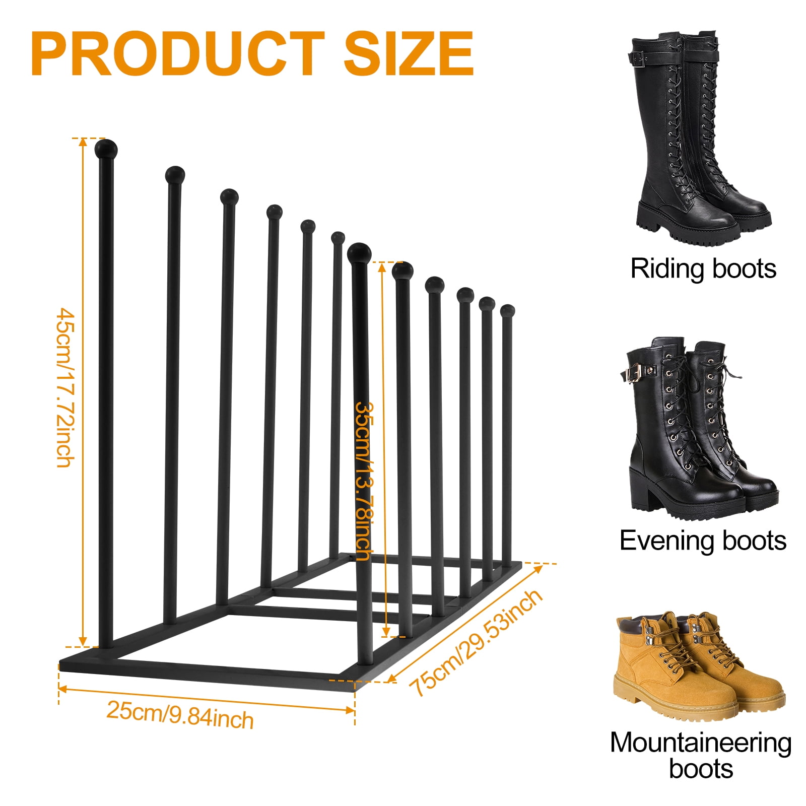 Boot Rack Free Standing Boot Rack Organizer Metal Boot Storage Rack Removable Tall Boot Storage Rack Multifunctional Boot Holder Organizer Practical Boot Shoe Rack for 6 Pairs Shoes