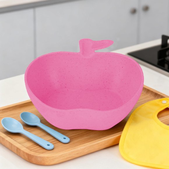 Juego de cuencos para niños pequeños con forma de manzana - Paquete de 4 cuencos de plástico para aperitivos, ideales para fiestas, postres y fruteros - 13,3 x 11,4 cm. Aptos para lavavajillas.
