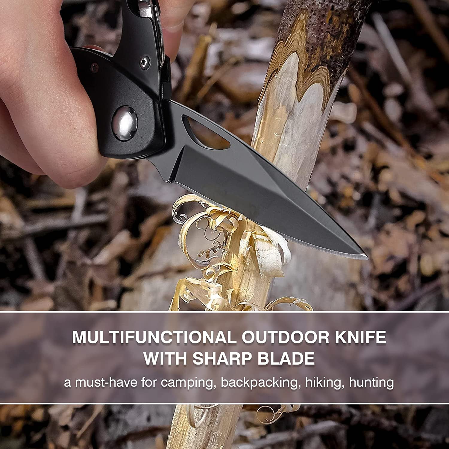 Multitool Carabiner with Pocket Knife, Stocking Stuffers Gifts for Men, EDC Carabiners Folding Knives, Bottle Opener, Window Breaker and Screwdriver, Survival Gear Camping Hiking