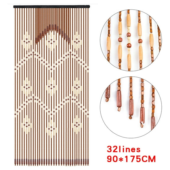 Dwellnix Wooden Door Curtain Bead Fly Screen Porch Bedroom Living Room Decor 90cm 175cm