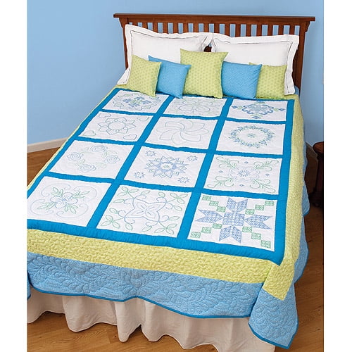 Jack Dempsey Classic Cross-Stitch Quilt Stamped White Sampler Quilt