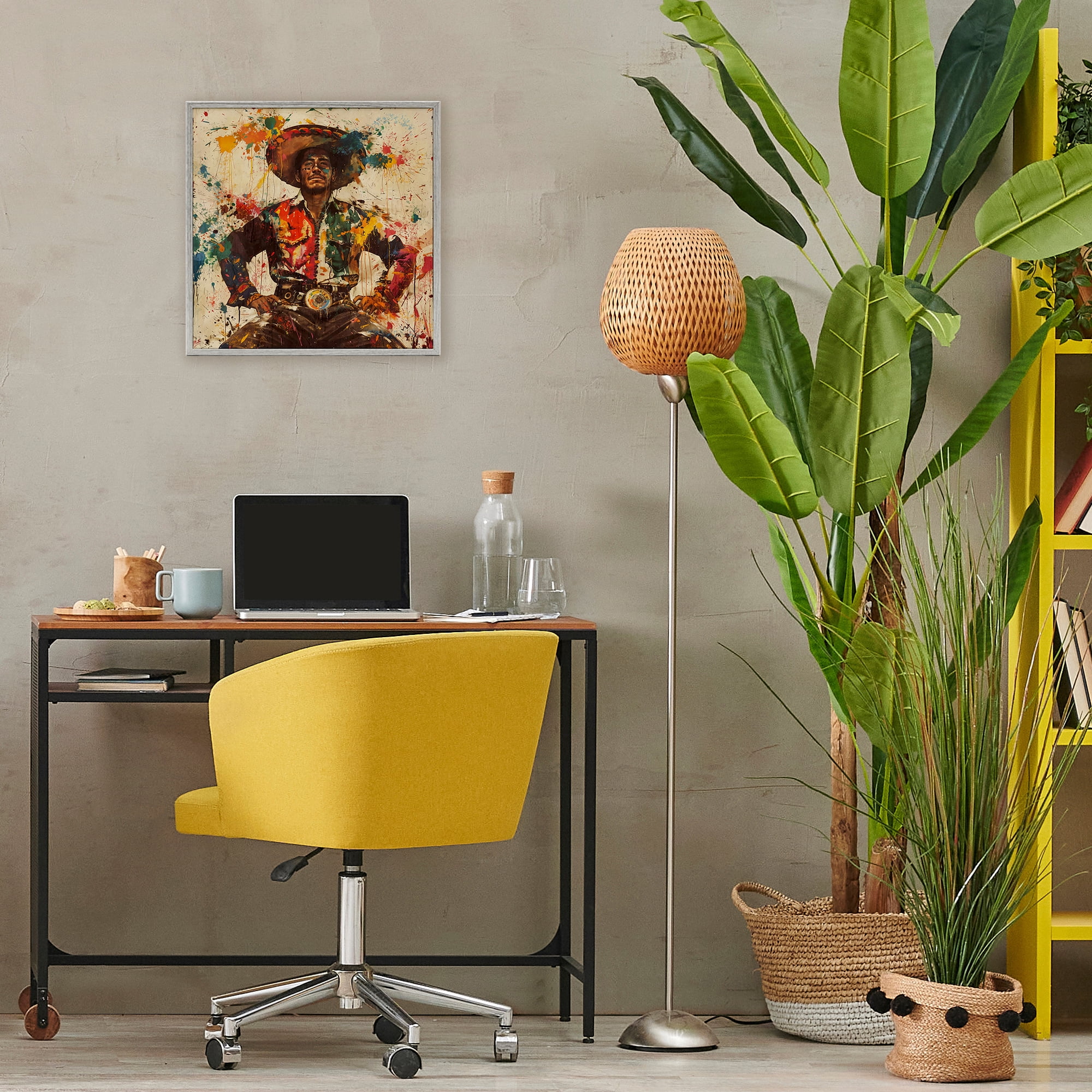 Stupell Industries El Mexicano with Paint Splatters Gray Framed Giclee Art, design by Marta Wiley