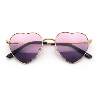 Womens Retro Rimless Heart Shape Metal Rim Sunglasses Gold  display picture 2