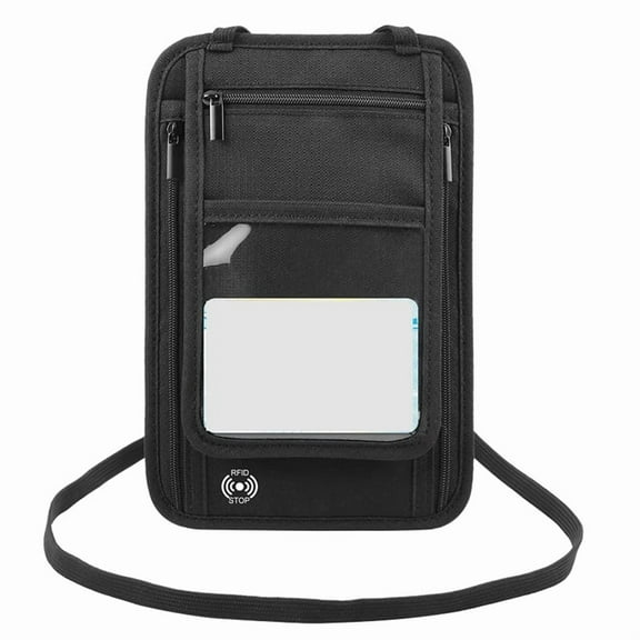 Neck Passport Wallet Bag Document Organizer Credit Cards Case Bag Black,1 * Wallet Bag,Black