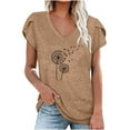 thumbnail image 2 of Oalirro Women's Tops, Tees & Blouses Women Blouses and Tops Fashion Fashion Women's Summer V-Neck Short Sleeve Print Casual T-shirt Blouse Khaki, 2 of 4