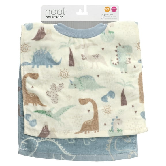 Neat Solutions Baby Bibs, 6M , Dinosaurs, 2 Count