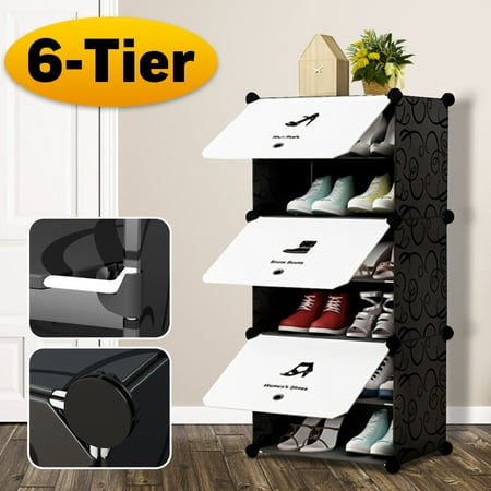 6-Tier Shoe Rack, Multi-Layer Shoes Storage Cabinet Shoe Organizer Shoe tower Shelf Closet with Cover for Doorway (Best Way To Organize Shoes In Closet)