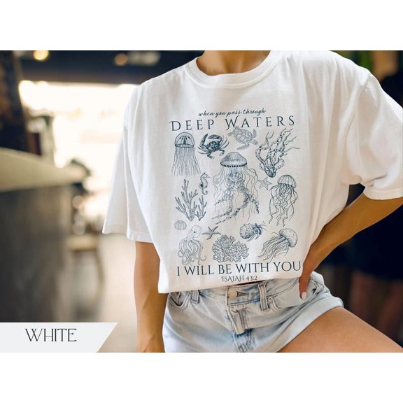 Christian Ocean Animal Shirt, Coastal Sea Life Tshirt, Trendy Beachy Oversized Scripture Tee, Jesus Bible Verse Shirt, Faith Apparel Gift