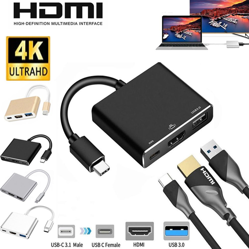 3 in 1 Hub USB 3.0 USB 3.1 Typ C 4K HDMI For MacBook Air Pro Chromebook Pixel