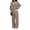 T7-Brown, variant on Textilo Womens 2 Piece Lounge Sets Striped Long Sleeve Collared Top Matching Straight Wide Leg Pants V-Neck Outfit Travel Fall Winter Vacation Loose-Fit Casual Clothes,Brown S
