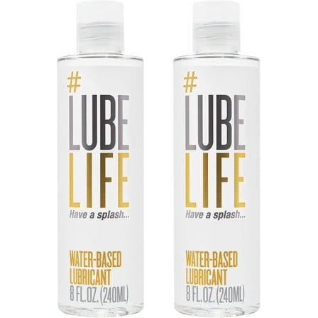 Lube Life Water Based Personal Lubricant, Lube for Men, Women & Couples, Non-Staining, 2 x 8 Fl Oz