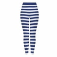 thumbnail image 4 of XIAONU Womens Striped Leggings High Waist Slim Fit Pants Stretchy Casual Daily Bottoms Dark Blue, 4 of 5