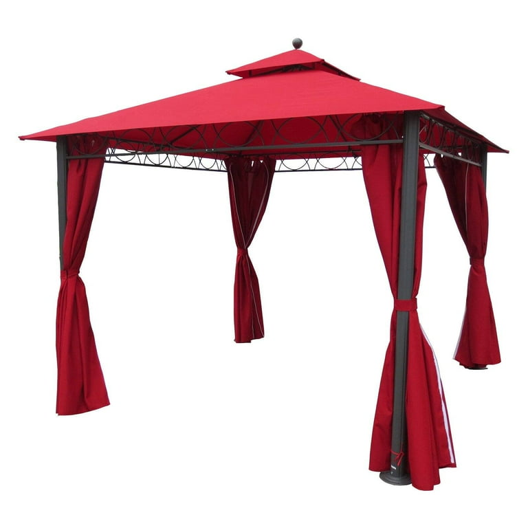 International Caravan Square 10 Foot Double Vented Gazebo With Drapes International Caravan Square 10 Foot Double Vented Gazebo With Drapes