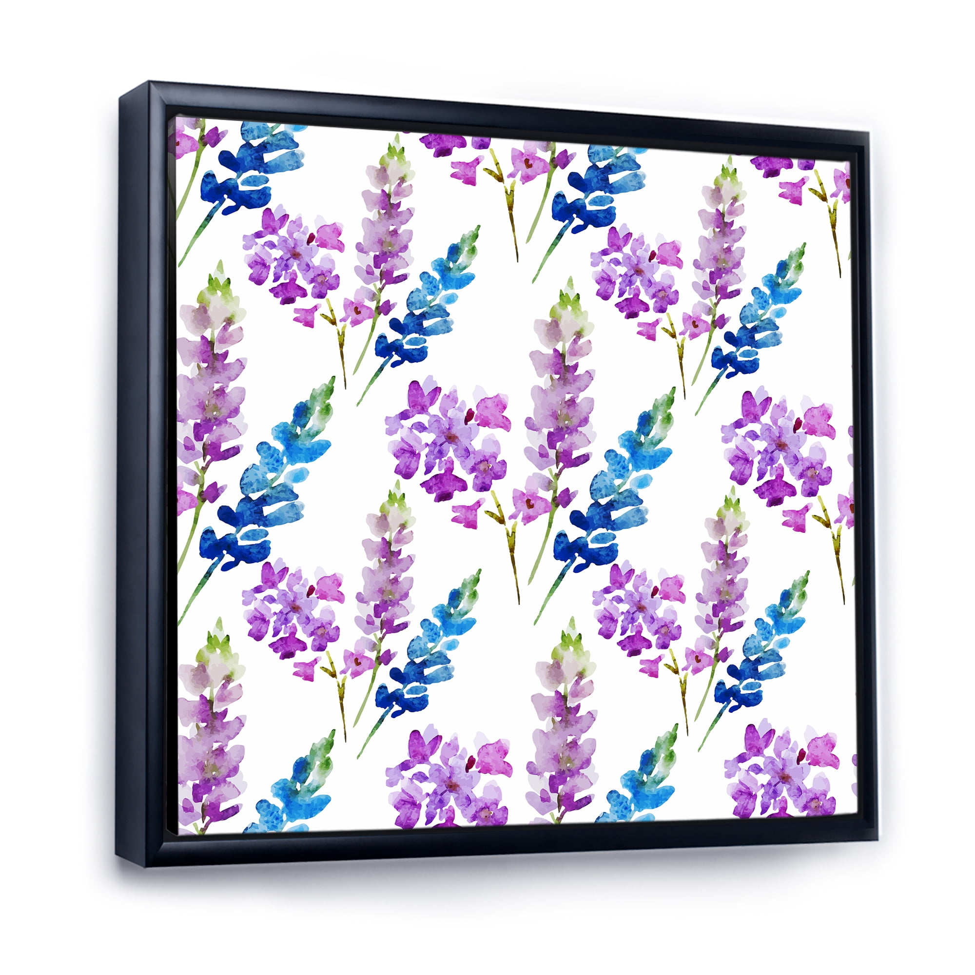 Designart 'Purple and Pink Floral Pattern' Traditional Framed Canvas Wall Art Print