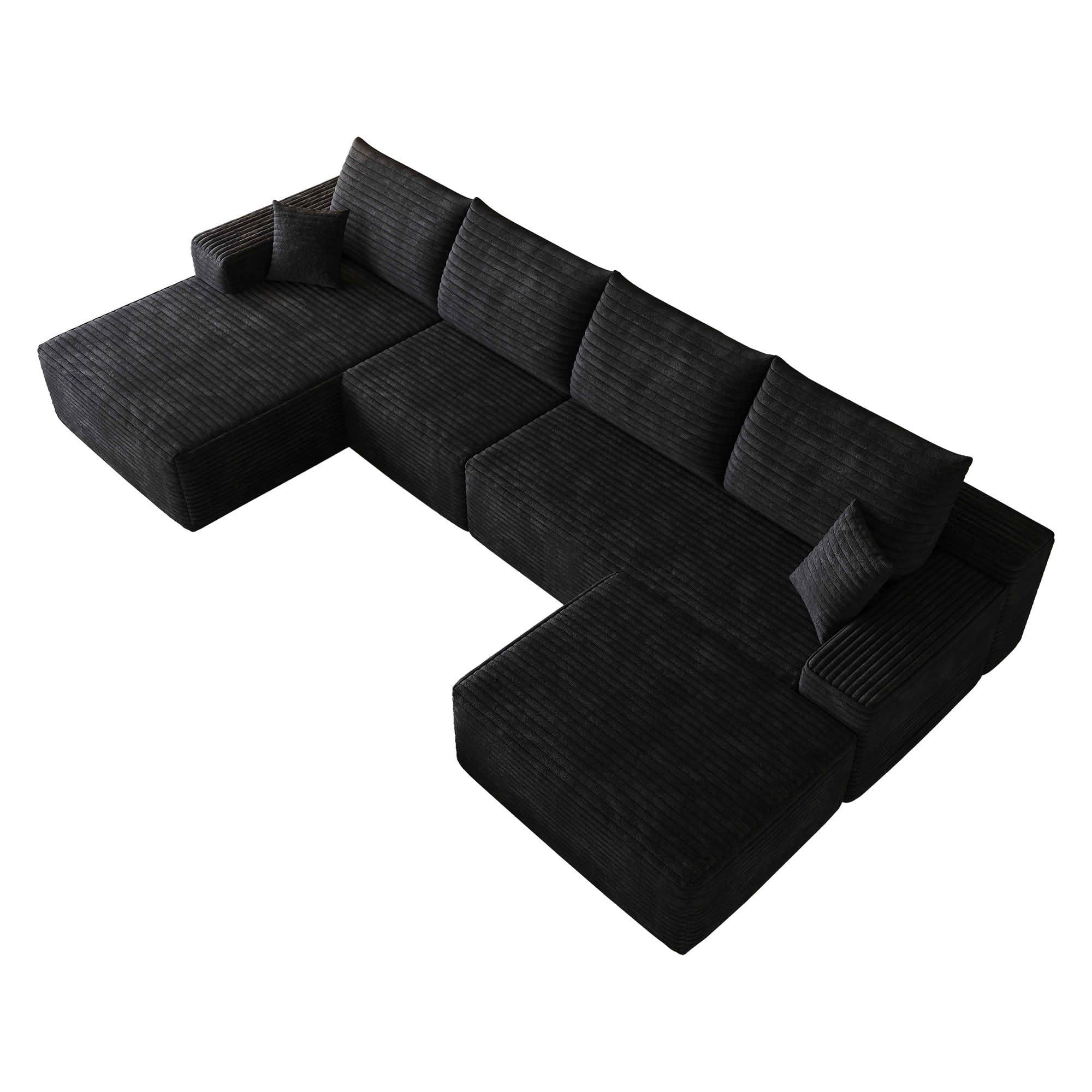 MAYEERTY 135 Inch L‑Shape Cloud Sectional Couch with Chaise, Modern Modular Deep‑Seat Sofa, Plush Corduroy Upholstered Couch, No Assembly Required for Living Room Bedroom Apartment