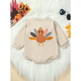 thumbnail image 4 of Thanksgiving Baby Outfit Infant Boys Girls Little Turkey Sweatshirt Romper Oversized Onesie Fall Clothes Romper 6M 12M 18M 24M, 4 of 10