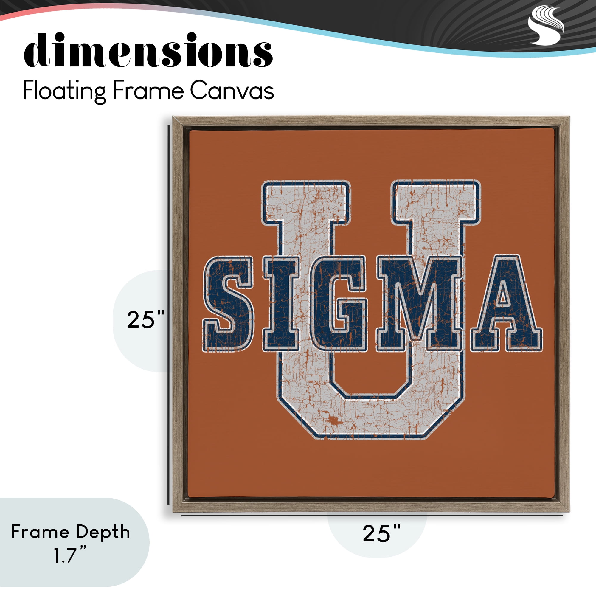 Stupell Industries Sigma University on Brown Brown Framed Floater Canvas Wall Art, design by Grotto Studios