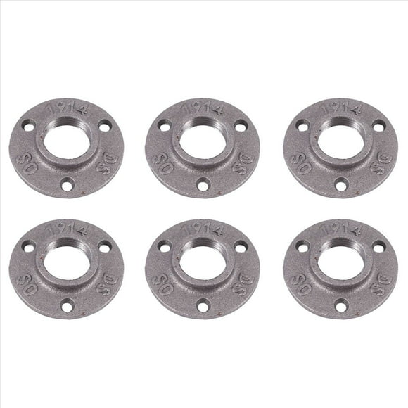 1 Inches Malleable Cast Iron Pipe Flange, Industrial Pipe Flanges for Threaded Black Pipes and Fittings 6 Pcs,6 x Flange plate,Photo Color
