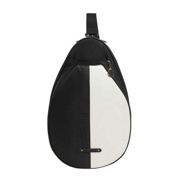 S SERENABLE Tennis Bag Chest Shoulder Purse Shoulder Bag for Men Women Tennis Racket Bag Black White