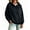 Black #022, variant on Women's Solid Color Pullover Hoodie with Drawstring Hood and Kangaroo Pocket Casual Everyday Sweatshirt, S-2XL