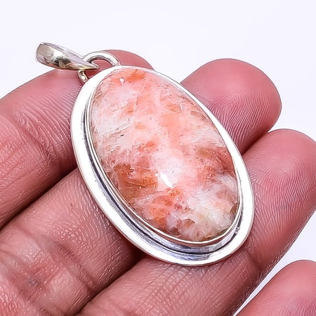 Golden Sunstone -Madagascar Designer Handmade 925 Sterling Silver Pendant 1.95", Orange Golden Sunstone Pendant P_8054_320_54