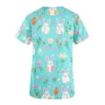 thumbnail image 4 of Puntoco Liquidación de blusas cortas para mujer Blusas estampadas para mujer Blusa de trabajo con cuello en V y manga corta con doble bolsillo, 4 of 5