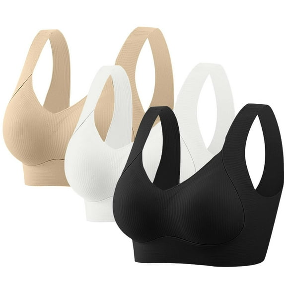 Padded Seamless Bra New 3PCS Women Fashion Sports Bra Underwear Bra Everyday Underwear Style B-19 Khaki
