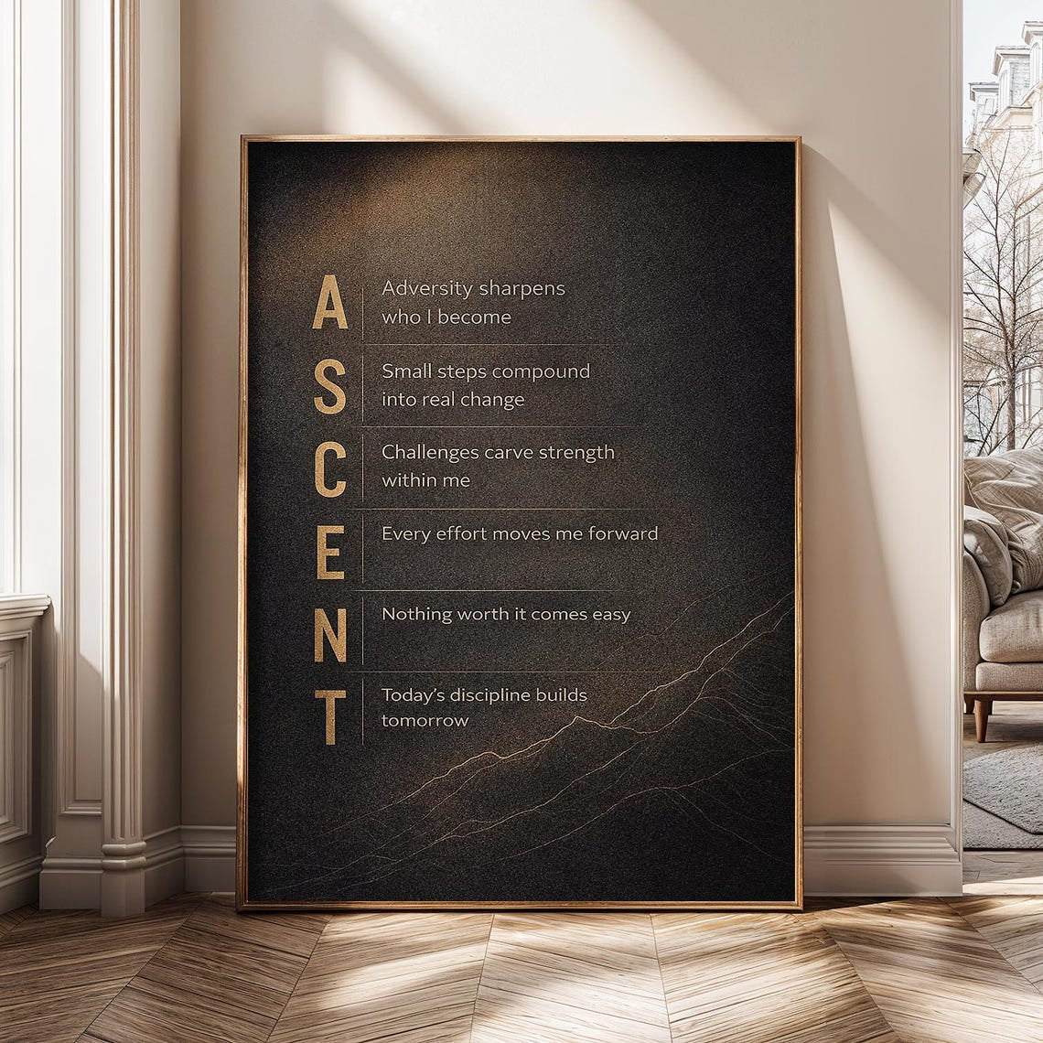 Ascent Discipline Wall Art Print Success Mindset Office Decor