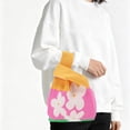 thumbnail image 2 of Unique Bargains 1 Pc Knitted Wrist Bag Flower Letter Gift Bag Pink Yellow, 2 of 5