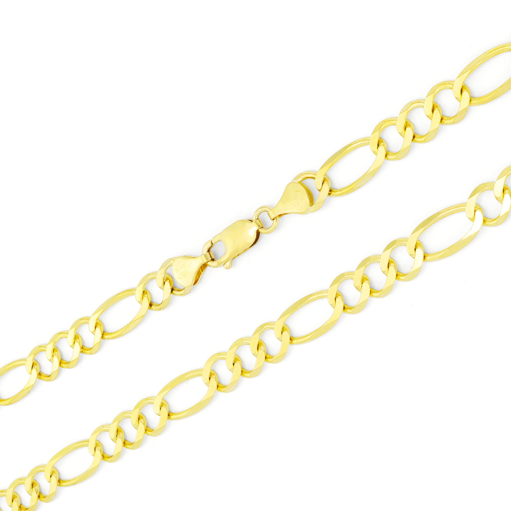 Nuragold - 14k Yellow Gold Italian 7mm Solid Figaro Chain Pendant ...