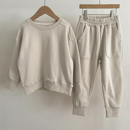 

DancePeanut Spring Korean Children s Suit Casual Unisex Comfortable Solid Color Sweater Pants Suit Autumn Sweater Top Pants Sports Suit
