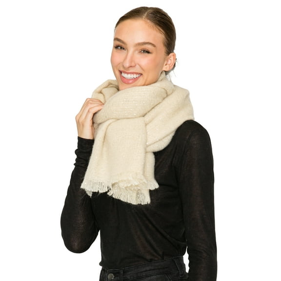 BASICO Fall Scarf for Women, Winter Scarf, Women's Scarves & Wraps, Blanket Scarf, Fall Accessories (17 Colors) (Plain - White)