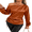 Coffee Color, variant on LYMAYTER Women's Satin Blouse One Shoulder Long Sleeve Drawstring Hem Elegant Casual Shirt S-XL