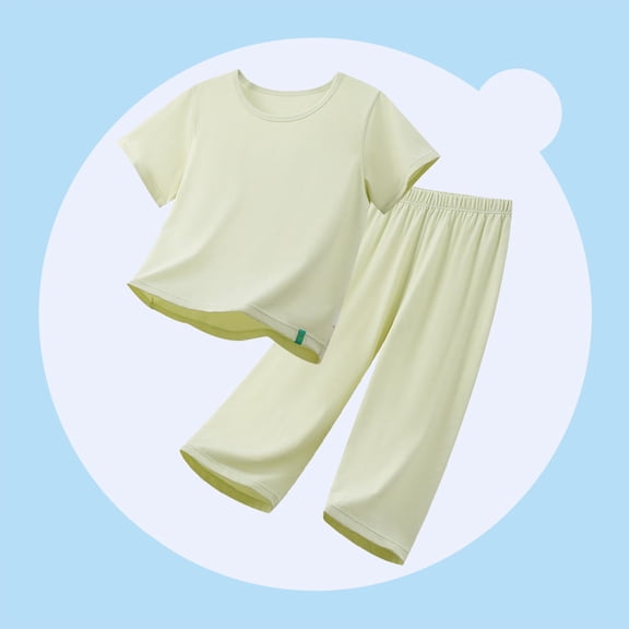 ATOGUTA Gym Clothes for Boy Short Sleeve Crew Neck T shirts and Pants Set Size 5T-16 Matching Set with Pockets Green