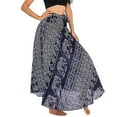 thumbnail image 4 of Women's High Waisted Boho Skirt Long Halter Midi Dress Coverup Skirt Flowy Gypsy Handkerchief Ankle Length Summer Navy Small-Large, 4 of 4